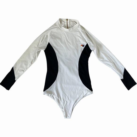Aviator Nation Surf Suit Swimsuit One Piece White Black - Picture 10 of 10